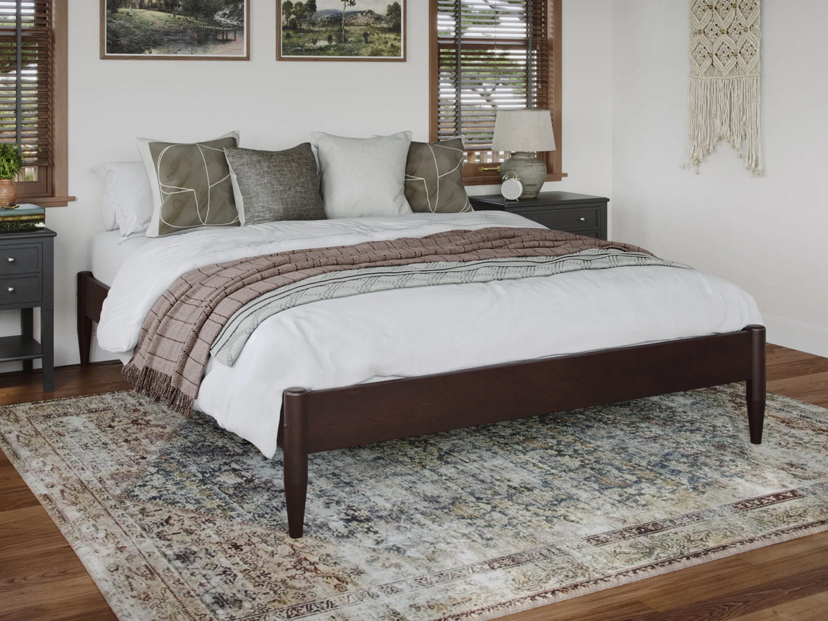 Espresso Solid Wood Platform Bed Twin XL U6837