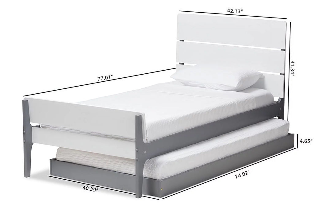 Grey-Finished Wood Twin Platform Bed Y136869