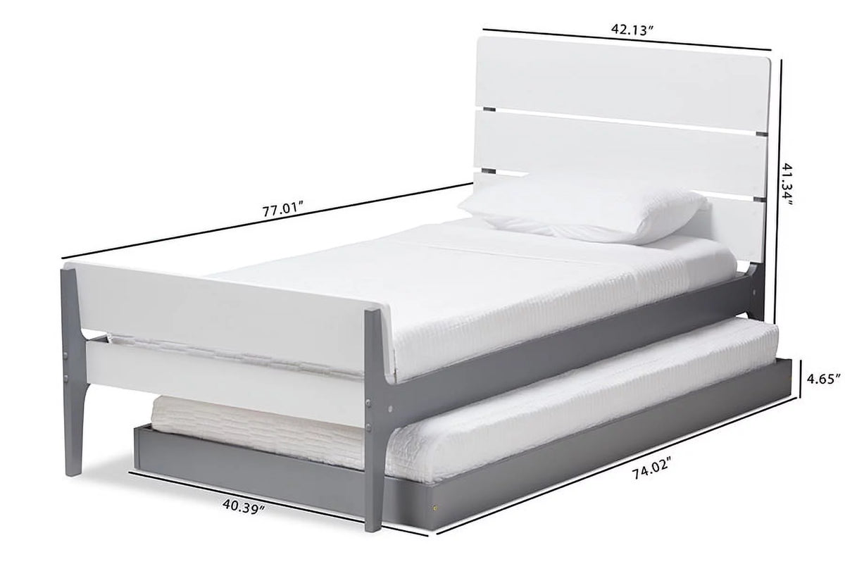 Grey-Finished Wood Twin Platform Bed Y136869