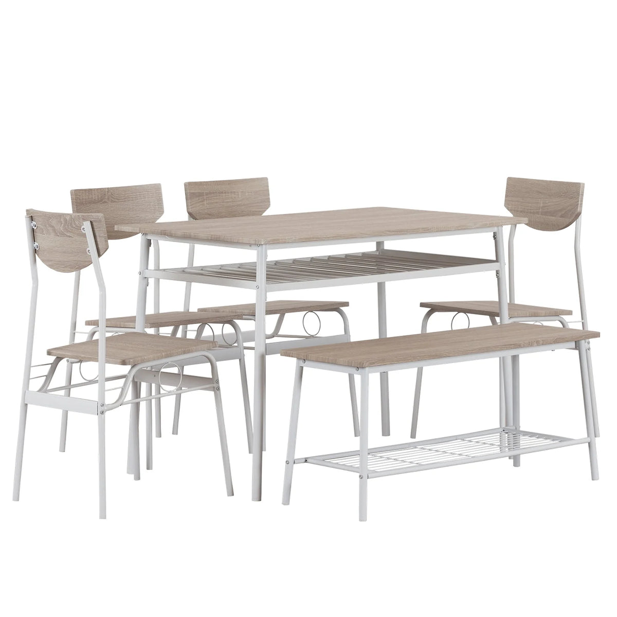 6-Piece Dining Room Set with 4 Chairs and 1 Bench S6169