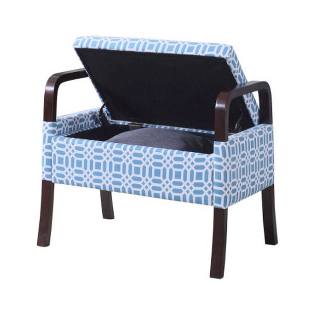 Monochrome Print Wooden Vanity Storage Seat M151
