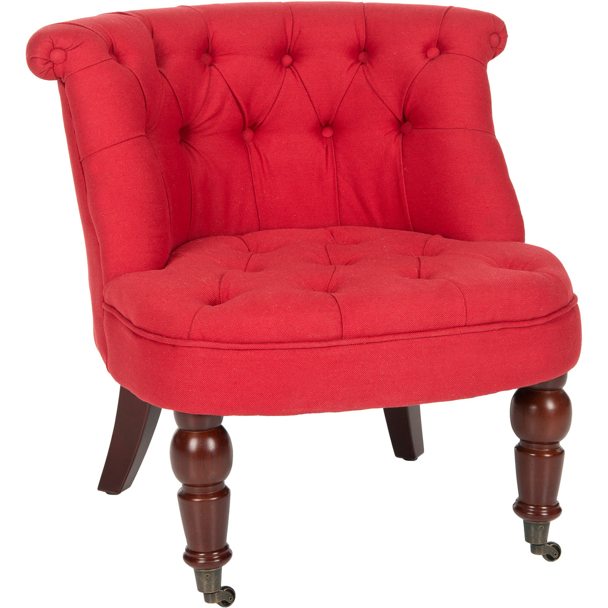 Cranberry Tufted Chair with Casters L54413