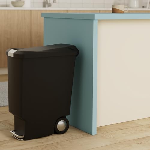 40 Liter Slim Kitchen Step Trash Can with Slide Lock, Grey Plastic N6789