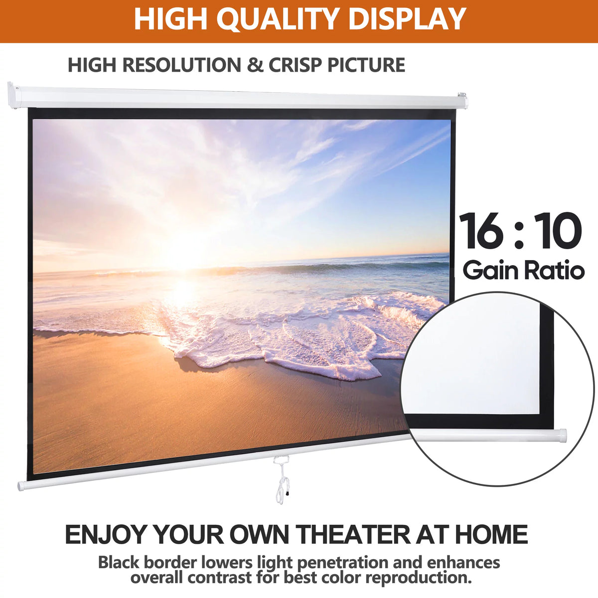 100 inch 16:10 HD 4K Projector Screen F781