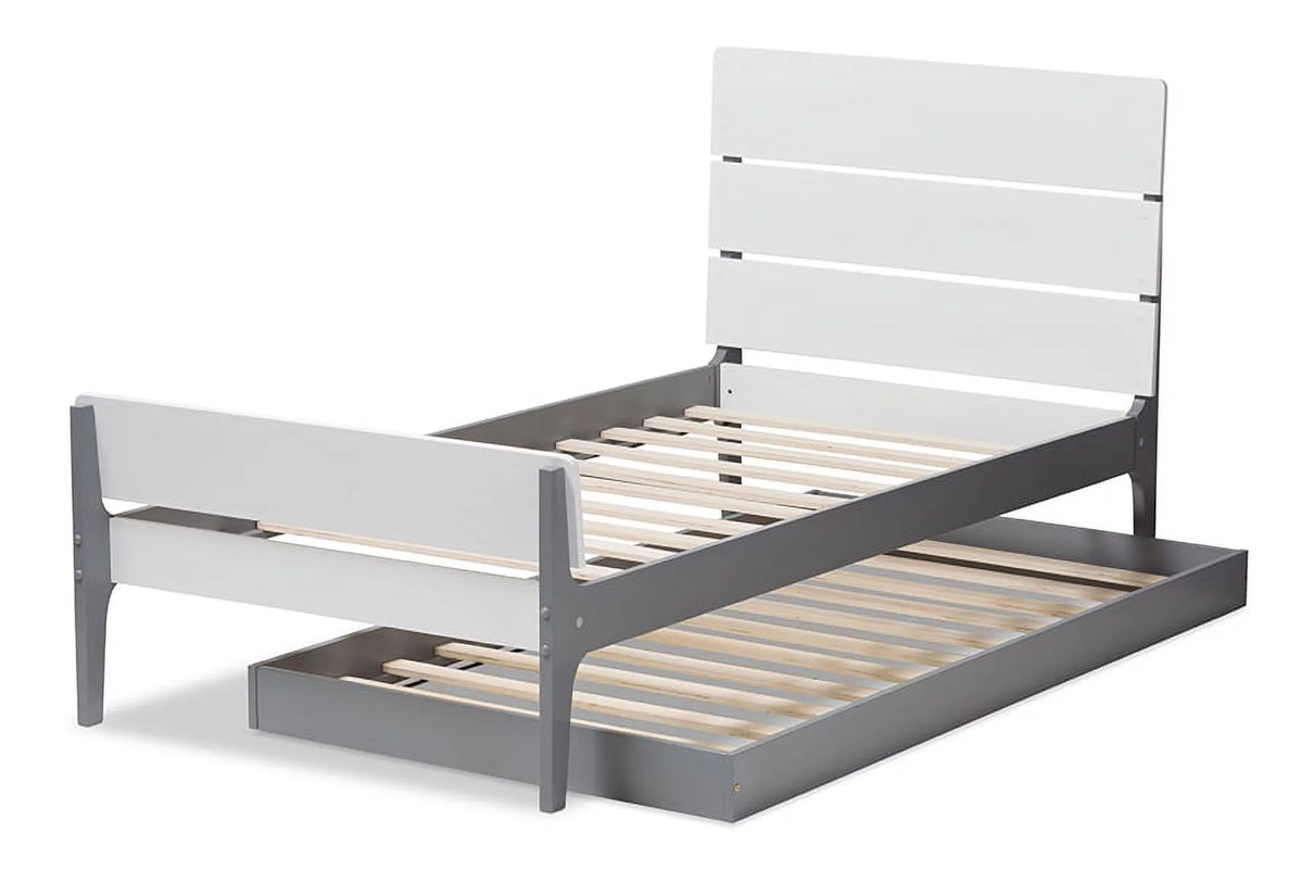 Grey-Finished Wood Twin Platform Bed Y136869