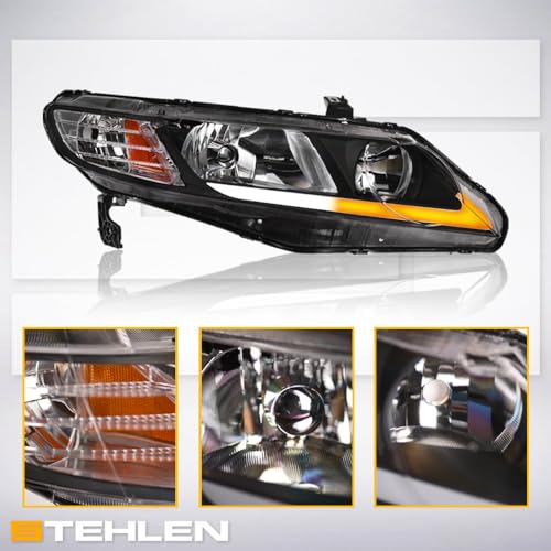 Compatible With 2006-2011 Honda Civic 4 Door Sedan Black LED Headlights P20470