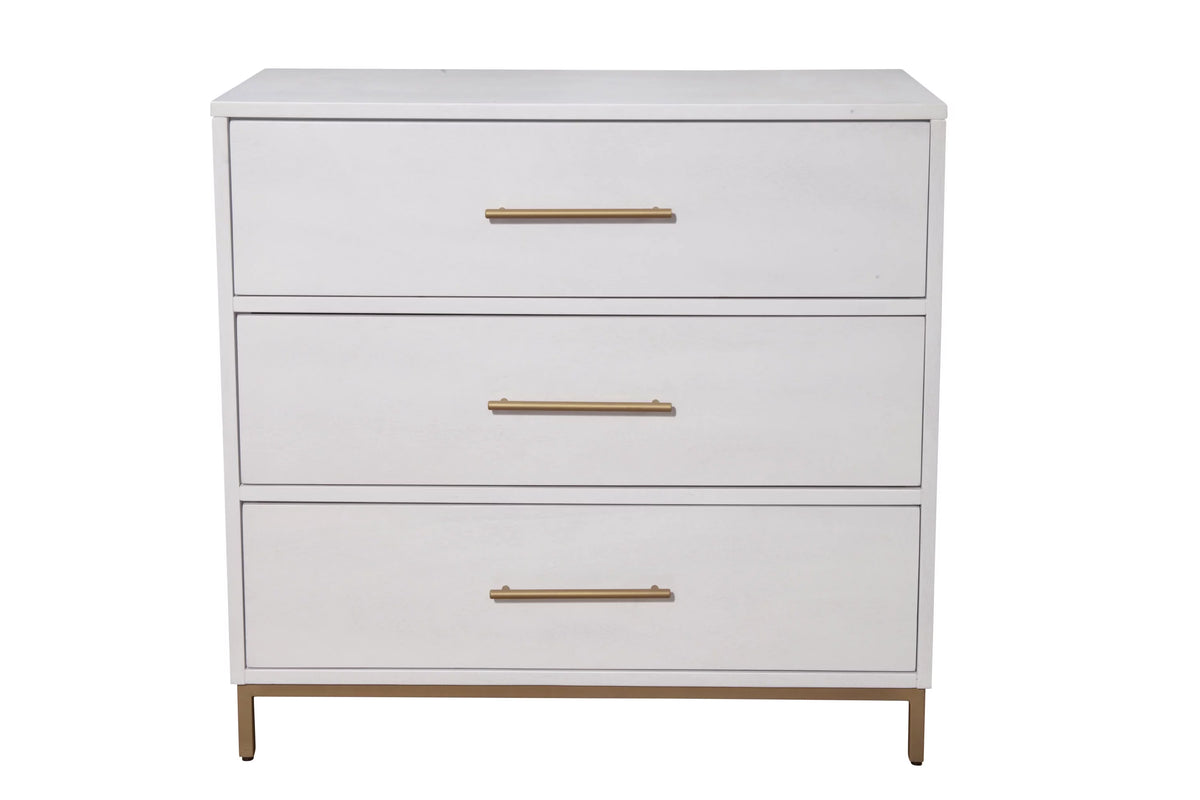 White Three Drawer Wood Small Chest Q3572