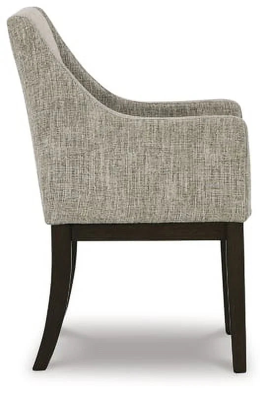 Gray & Dark Brown Upholstered Arm Chair, Set of 2 Y4304