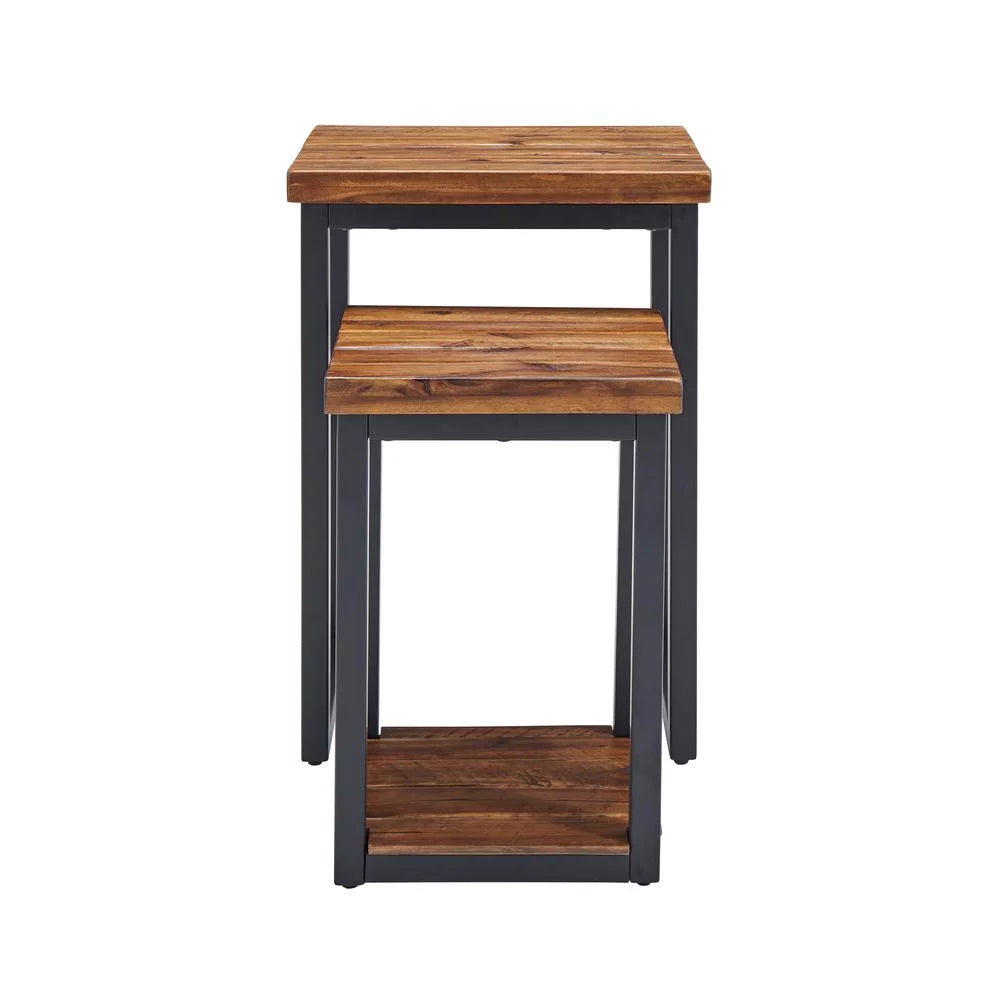 Rustic Wood Nesting End Tables Set of Two W985