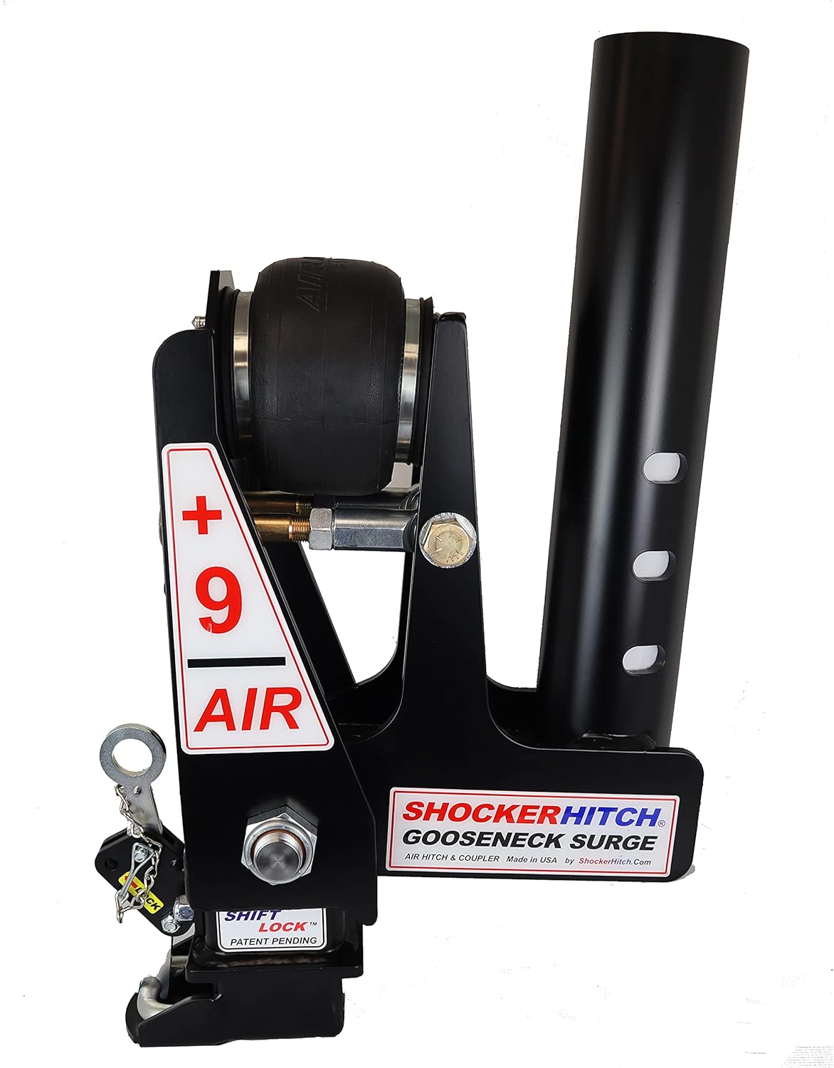 Gooseneck Air Hitch & Coupler, Round 3-15/16" Angled Pin 30K Coupler 9" Offset I736553