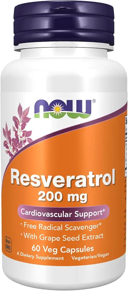 Natural Resveratrol 200 mg with Red Wine Extract 60 Veg Capsules B381068