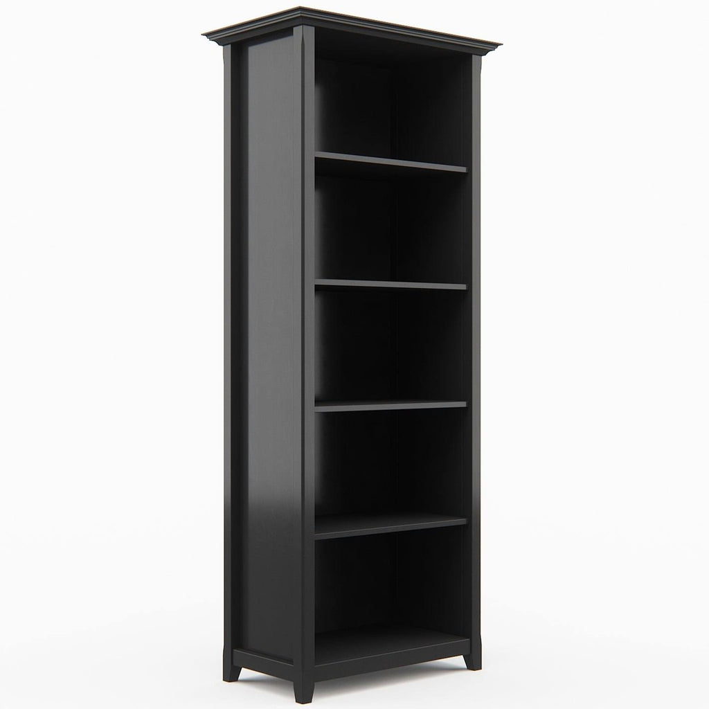 Black Solid Wood 5 Shelf Bookcase T266074