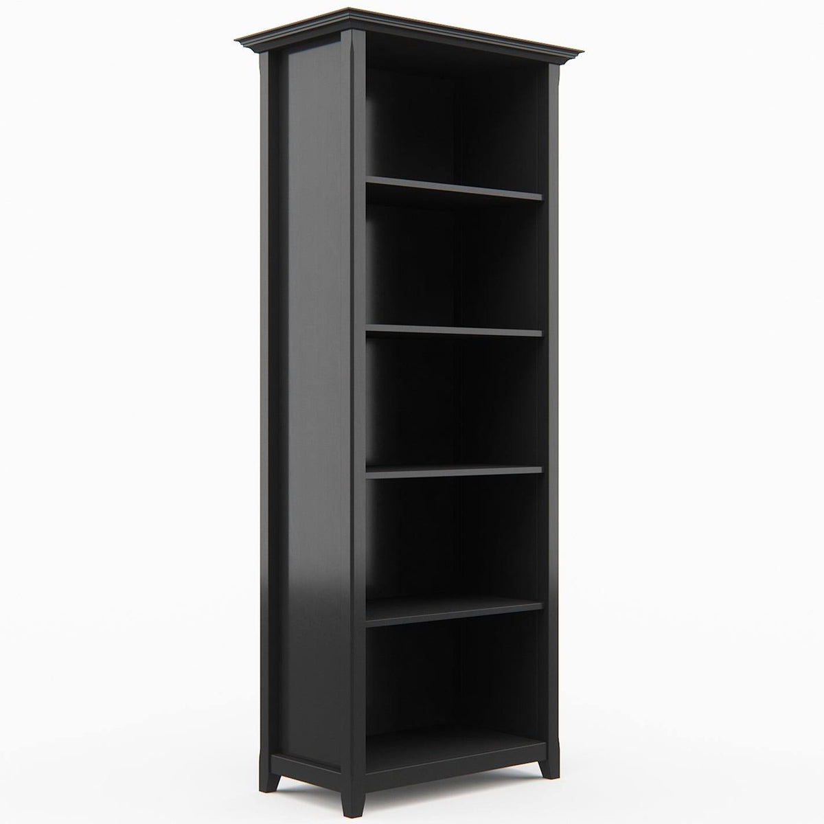 Black Solid Wood 5 Shelf Bookcase T266074