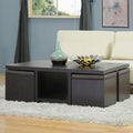 Dark Brown Table and Stool Set with Hidden Storage C32607