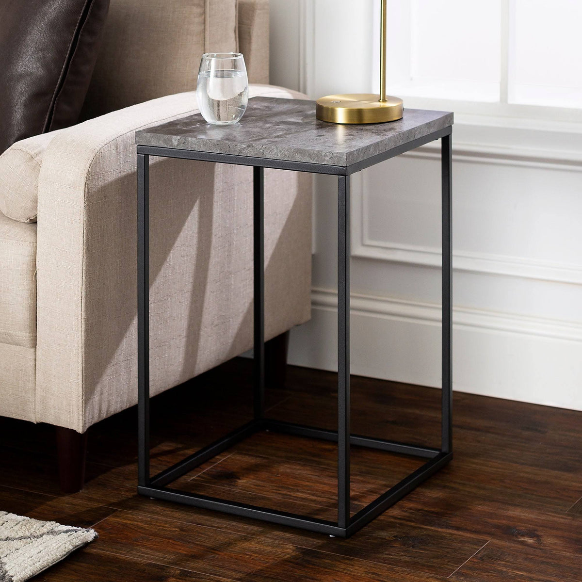 Dark Concrete Square Side Table W96279