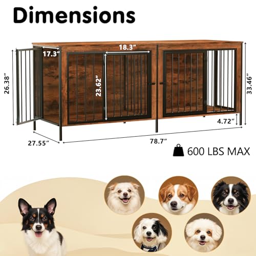 78 Inch XXL Double Dog Crate Furniture N8637
