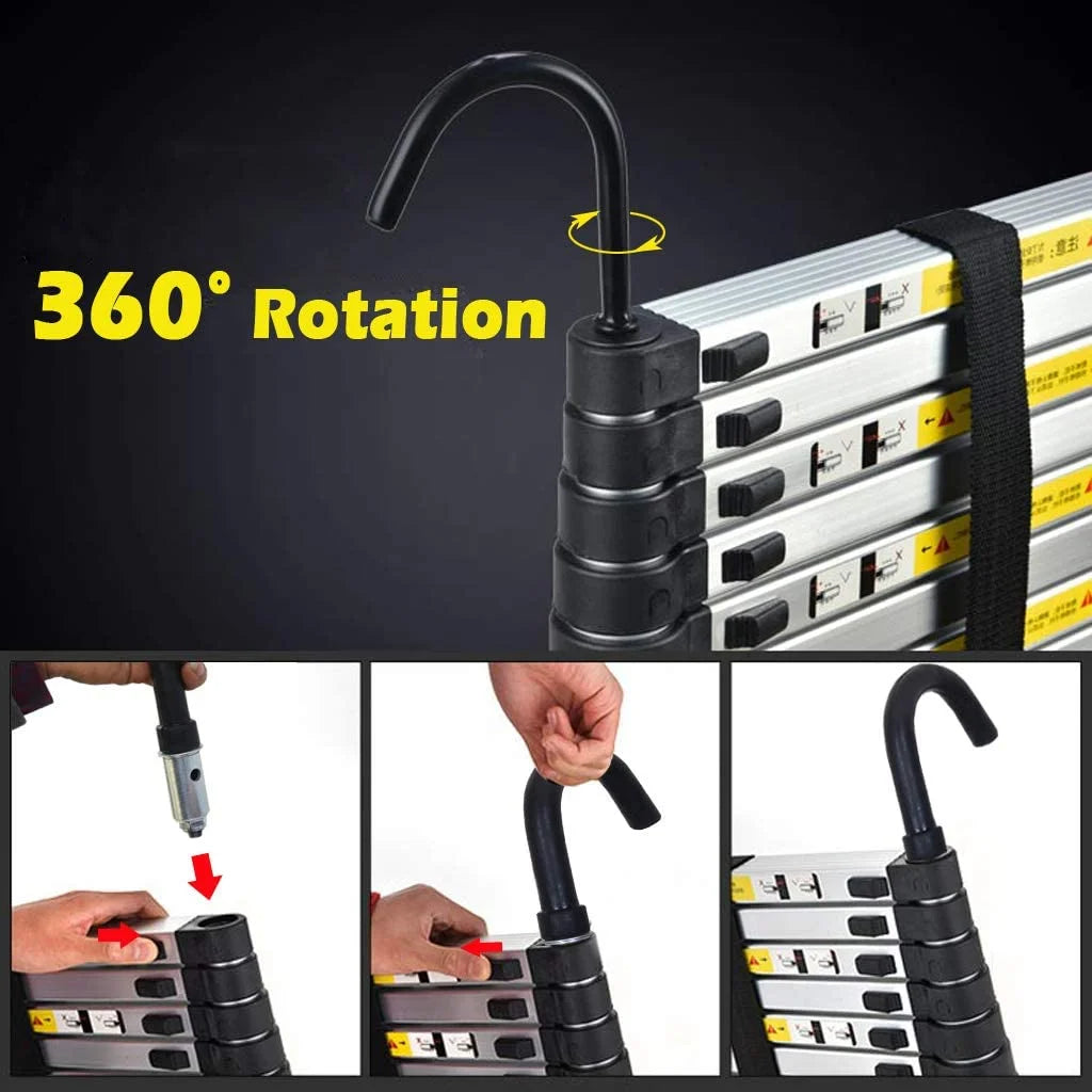 20.3ft Aluminum Telescoping Ladder with 2 Detachable Hook Extension Ladder J15571