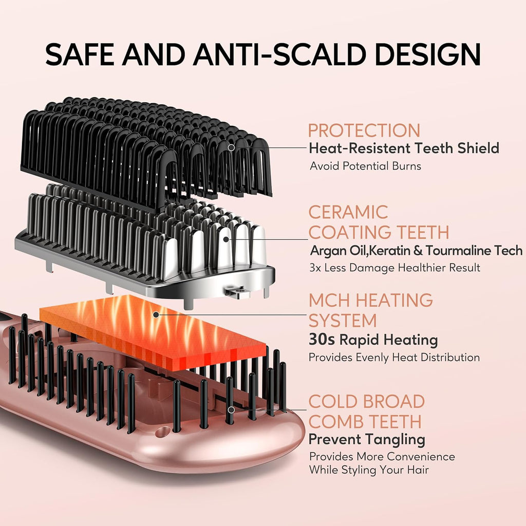 1.75 Inch Anti-Scald Ceramic Hair Straightener Brush with Dual-Voltage K5748