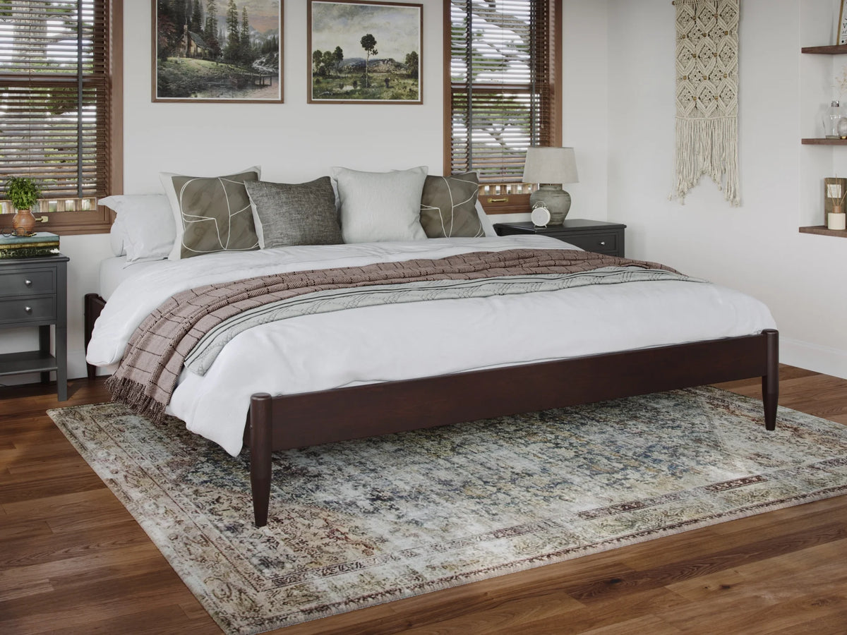 Espresso Solid Wood Platform Bed Twin XL U6837