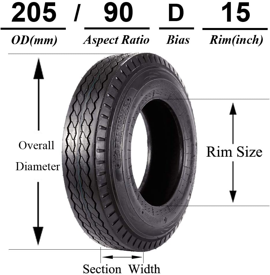 Set of 4 Trailer Tires ST205/90D15 10 PR Load Range E F855761