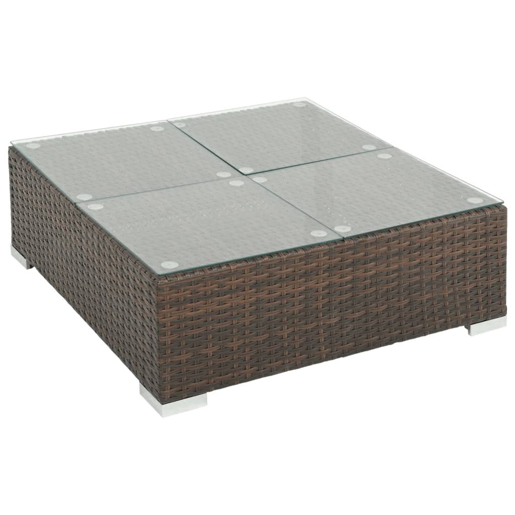6 Piece Brown Poly Rattan Outdoor Sectional Sofa Set with Coffee Table N56980