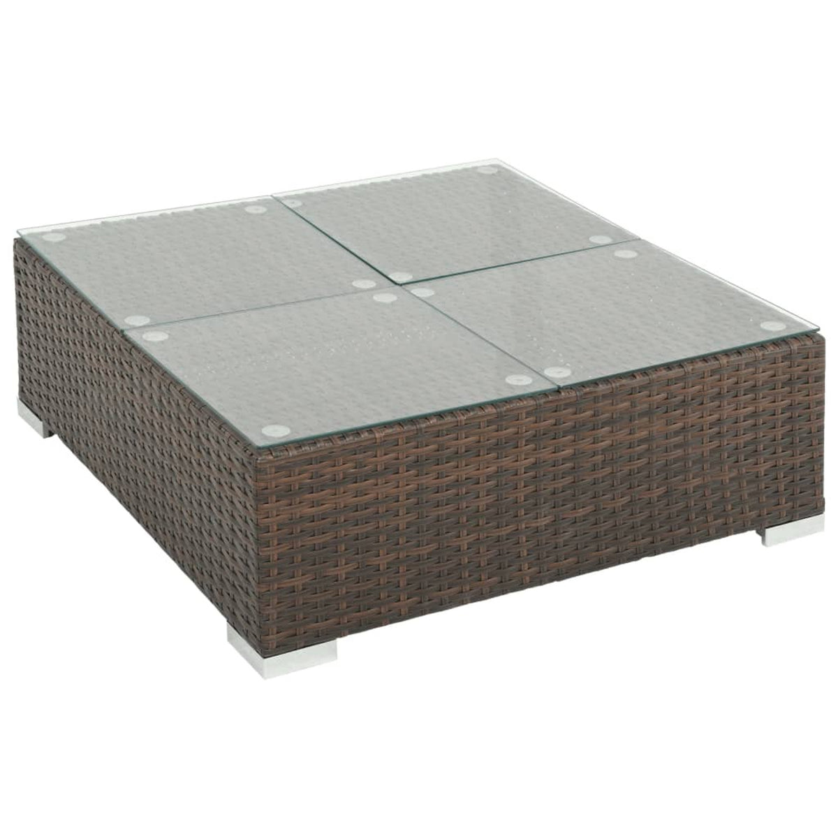 6 Piece Brown Poly Rattan Outdoor Sectional Sofa Set with Coffee Table N56980