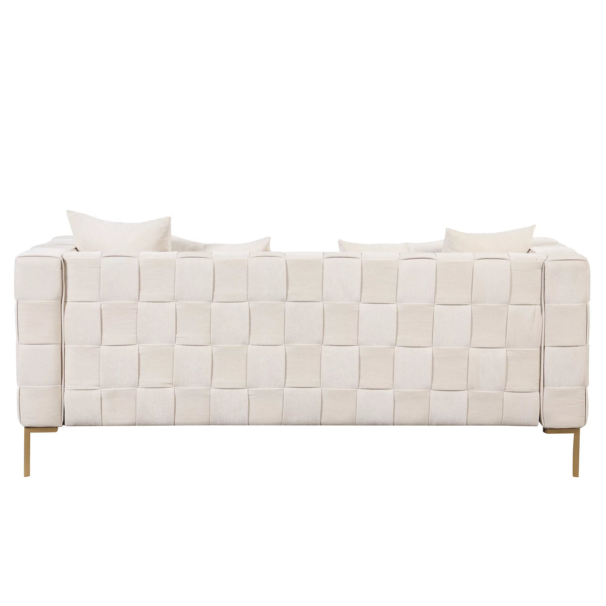 Beige Chenille 3-Seat Sofa with 4 Pillows S68977
