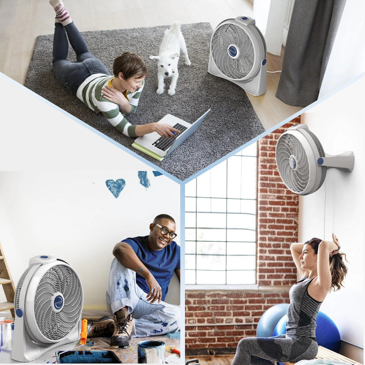 20 Inch Portable Pivoting Fan, White L857