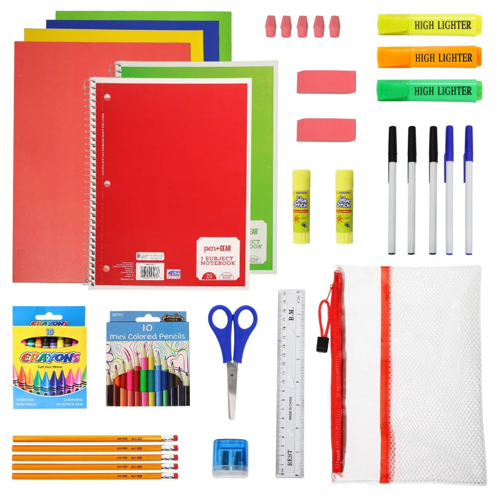 15 Inch 24 Pack Backpacks with 52 Piece School Supply Kits J8243
