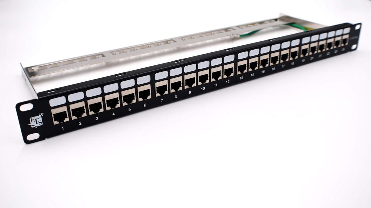 24-Port CAT6A FTP Shielded 1U Patch Panel 19-Inch Loaded w/Tool-Less Keystone Jacks Pack of 2 J4089