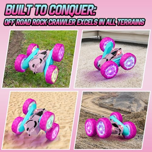 Remote Control Car Double Sided 360° Rotating 4WD Rechargeable Green Y92781