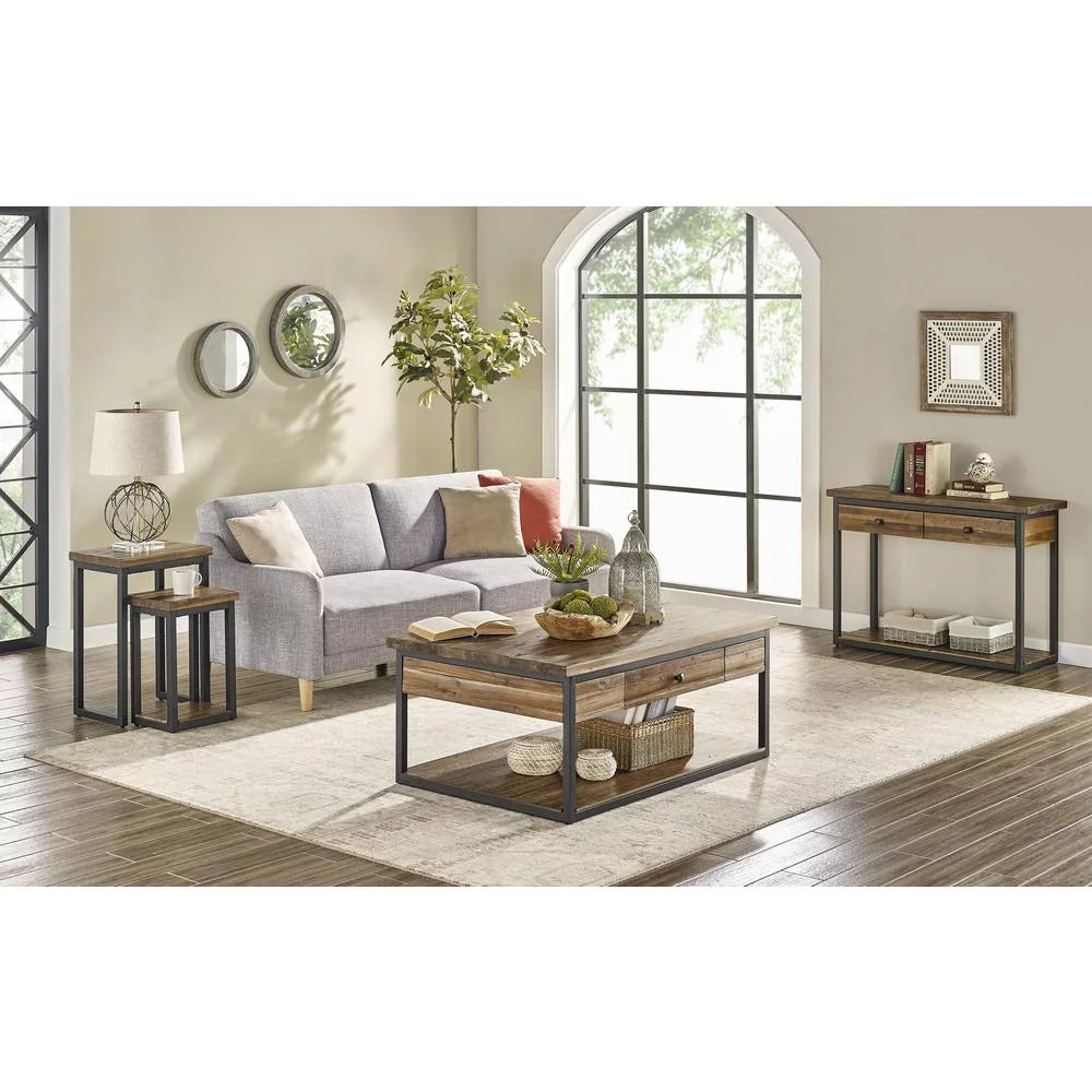 Rustic Wood Nesting End Tables Set of Two W985