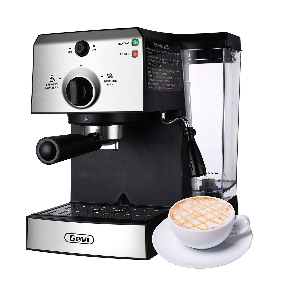 15 Bar Espresso Coffee Maker with Milk Frother Wand, 1.25L H46042