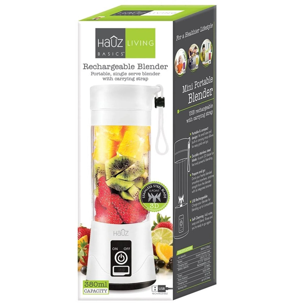 White USB Rechargeable Portable Blender C11631