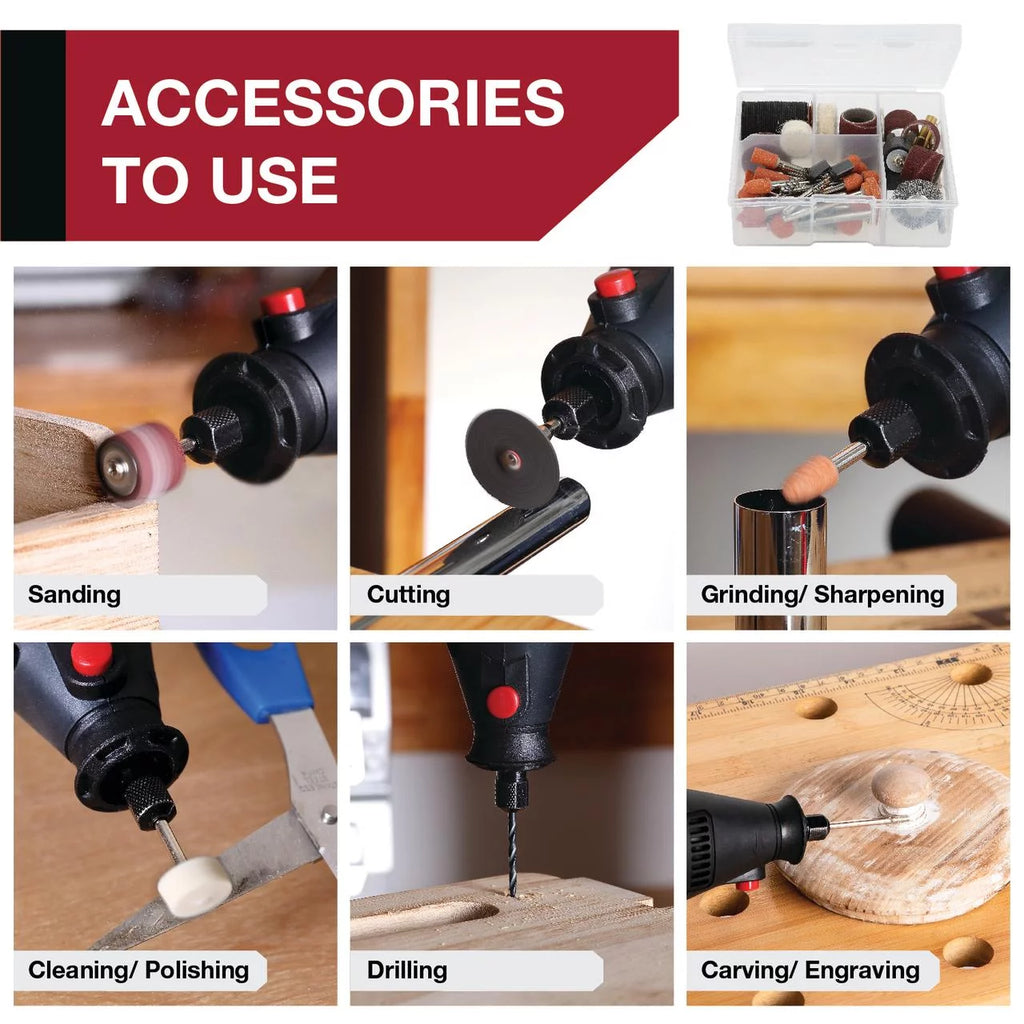1.5 Amp Corded Rotary Tool with 105 Accessories & Storage Case E71319