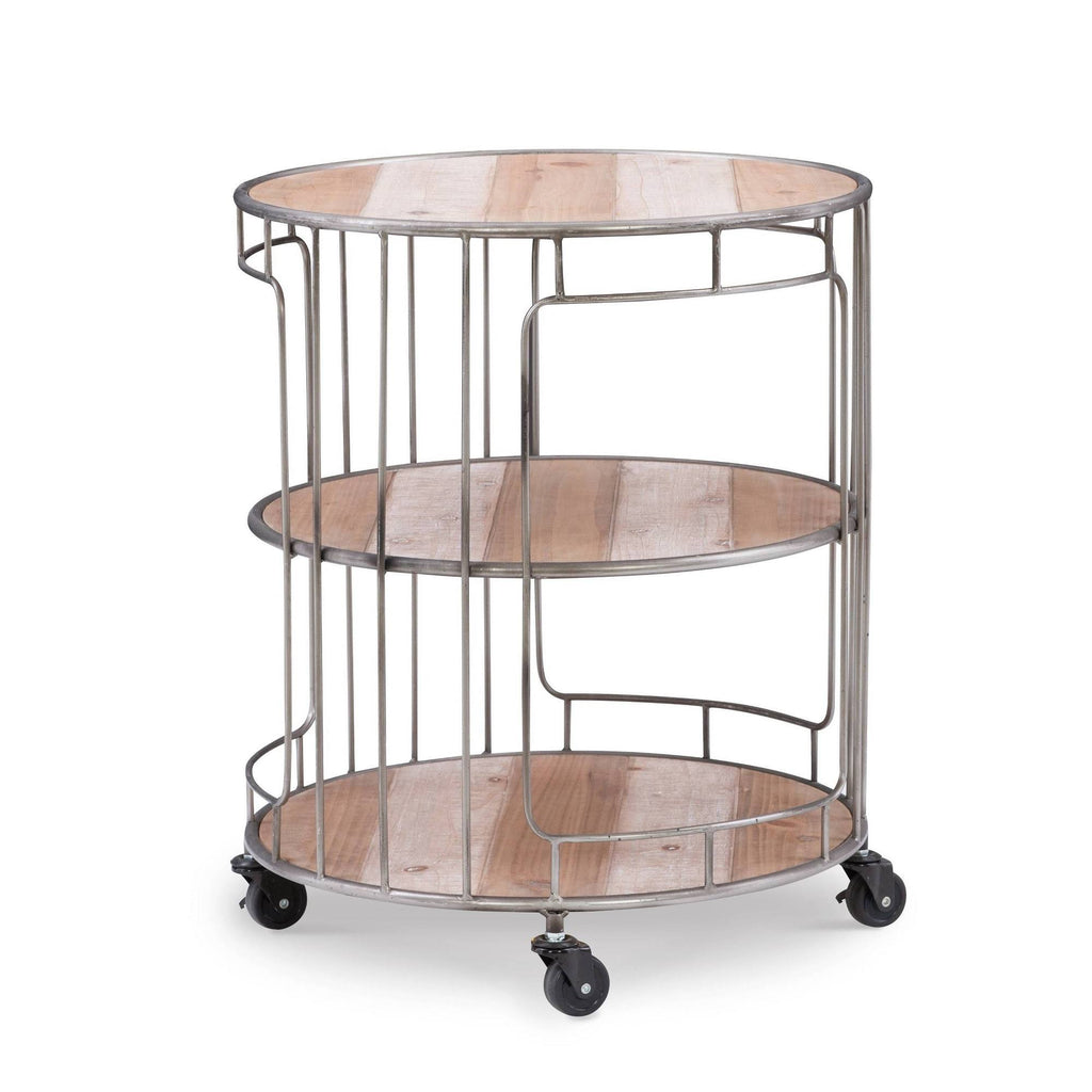 Three Tiered Metal and Wood Rolling Cart Q3694