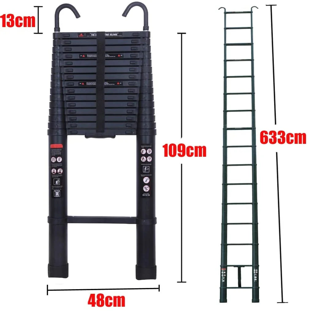 20.3ft Aluminum Telescoping Ladder with 2 Detachable Hook Extension Ladder J15571