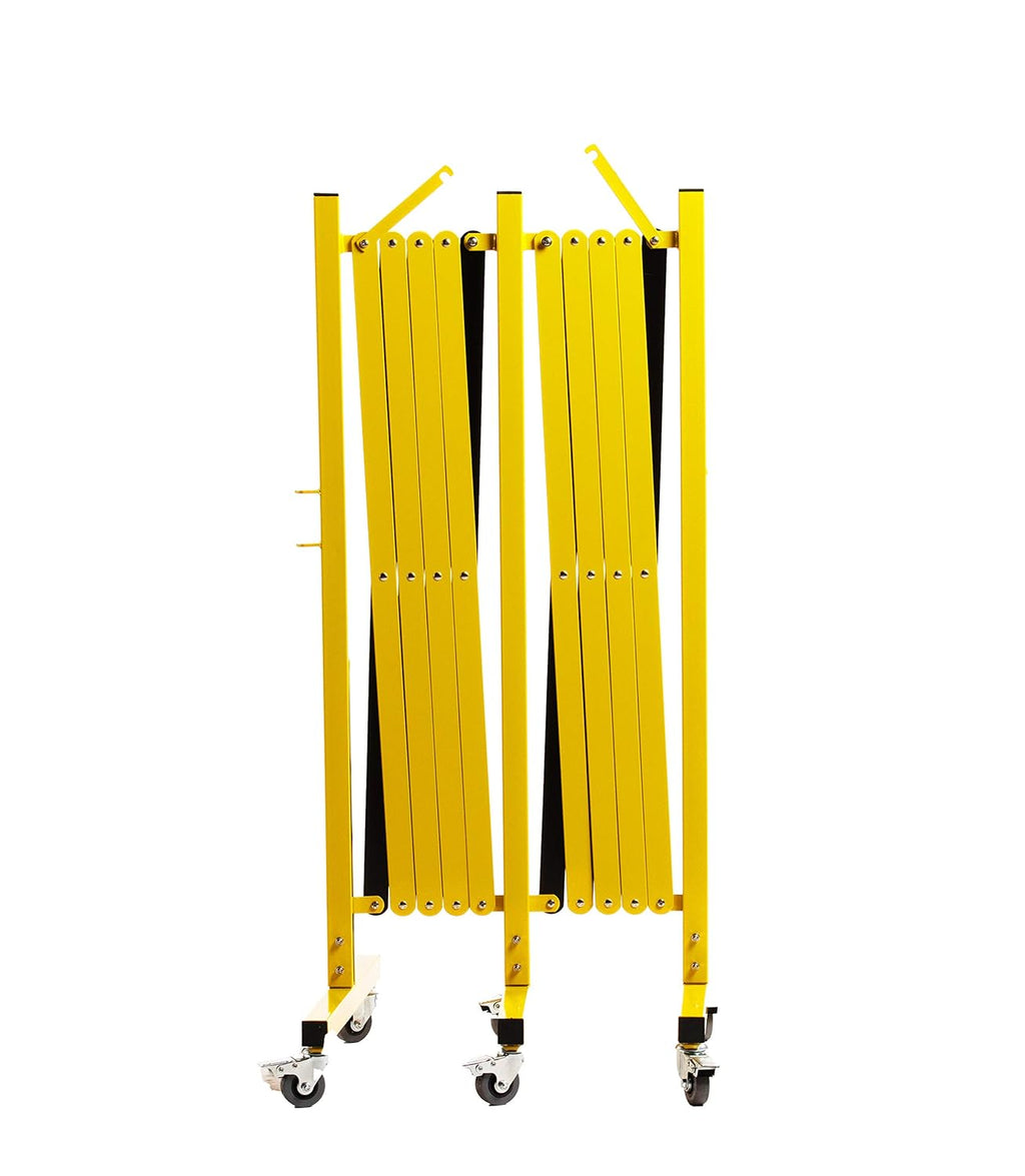 Expandable Metal Barricade, 11 Feet, Yellow and Black X903