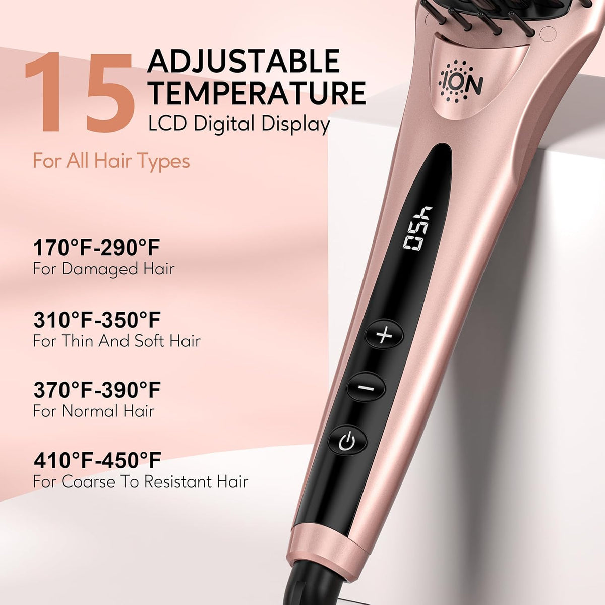 1.75 Inch Anti-Scald Ceramic Hair Straightener Brush with Dual-Voltage K5748