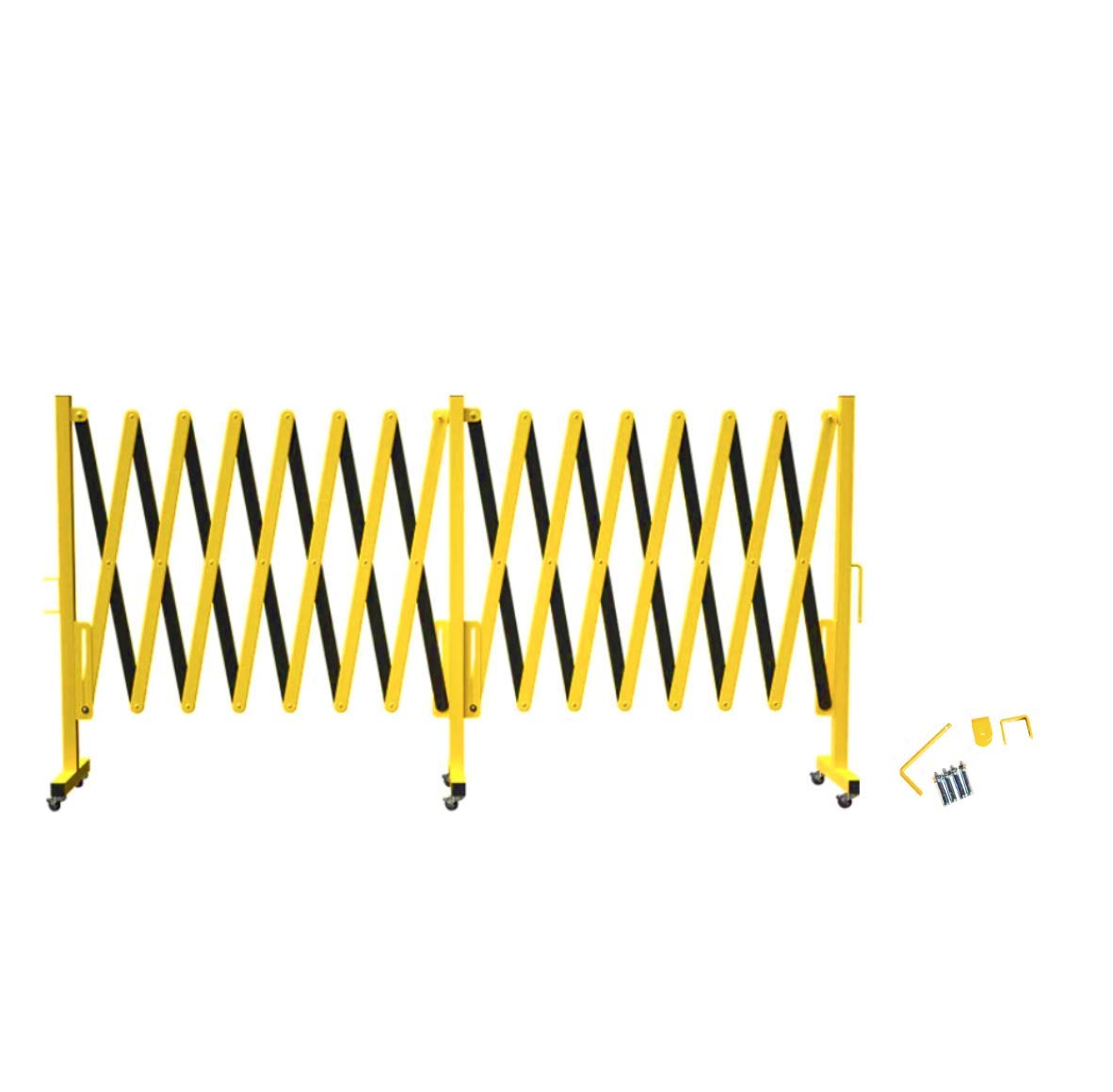 Expandable Metal Barricade, 11 Feet, Yellow and Black X903