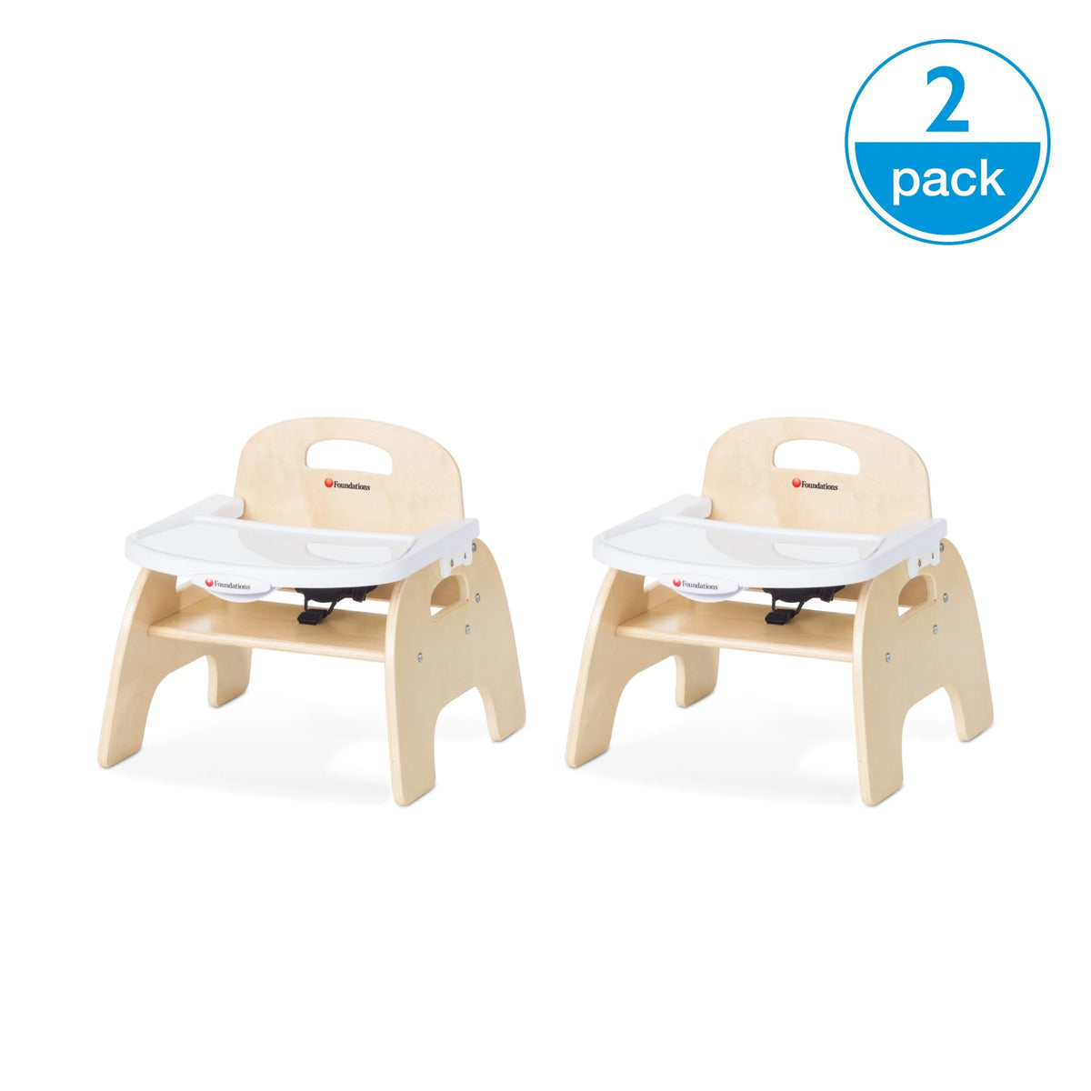 7" Low Wood Feeding Chairs with Dishwasher Safe Tray, 2 Pack Q317250