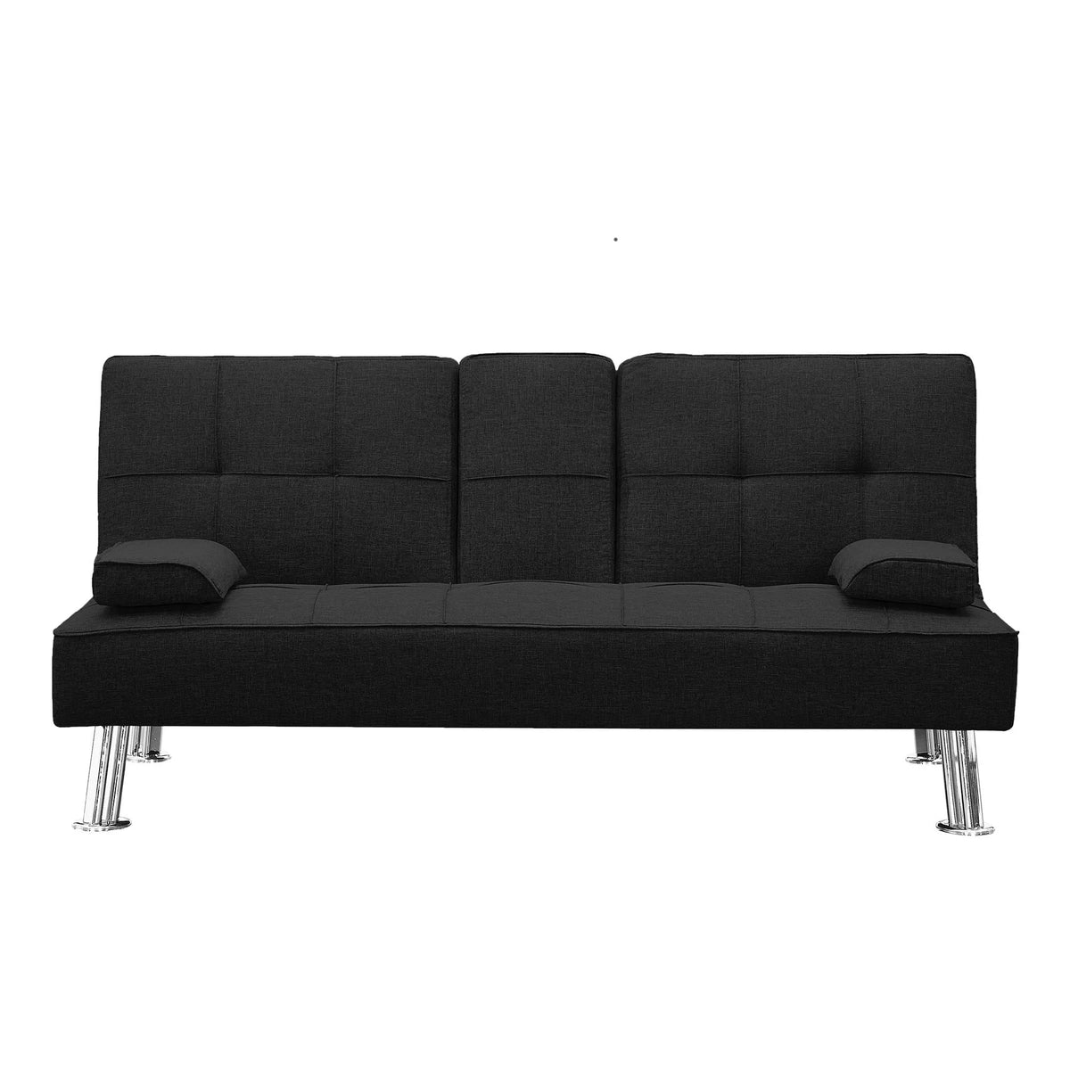 Convertible Folding Futon Sofa Bed with 2 Cup Holders Black K297591