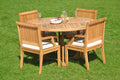 5 Pc Teak Dining Set with Round Table and 4 Arm Chairs I325