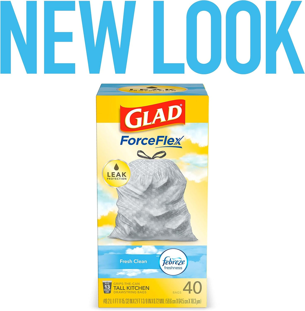 13 Gal Tall Kitchen Drawstring Garbage Bags, 40 Ct G607