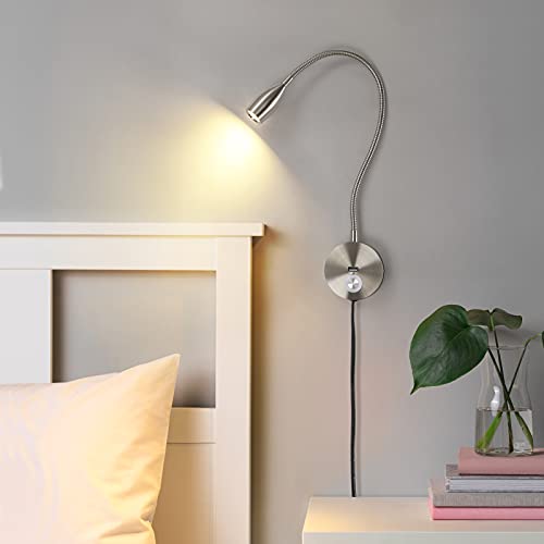 Brushed Nickel 3W LED Gooseneck Reading Light W3061