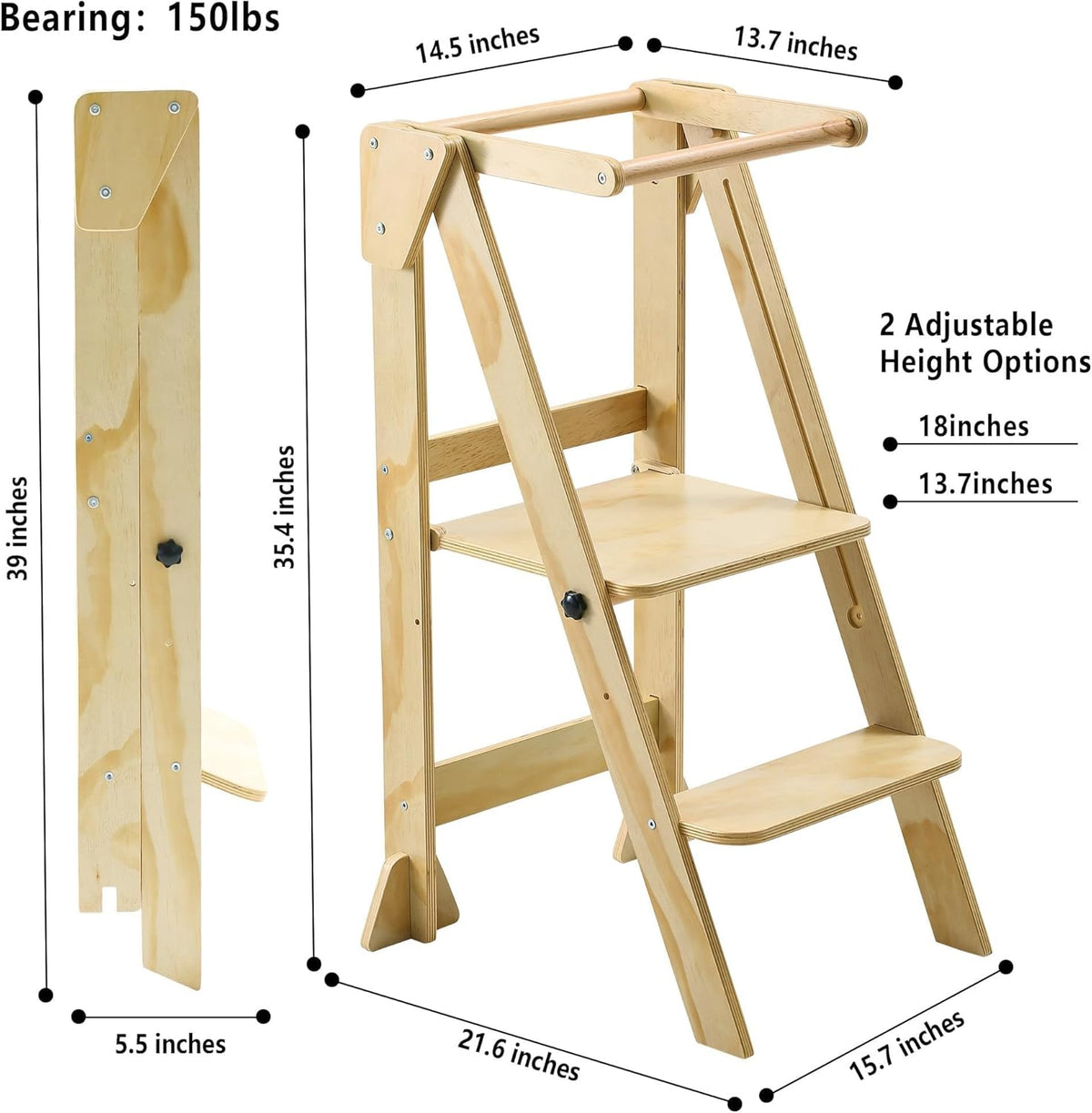Folding Wooden Toddler Step Stool V450