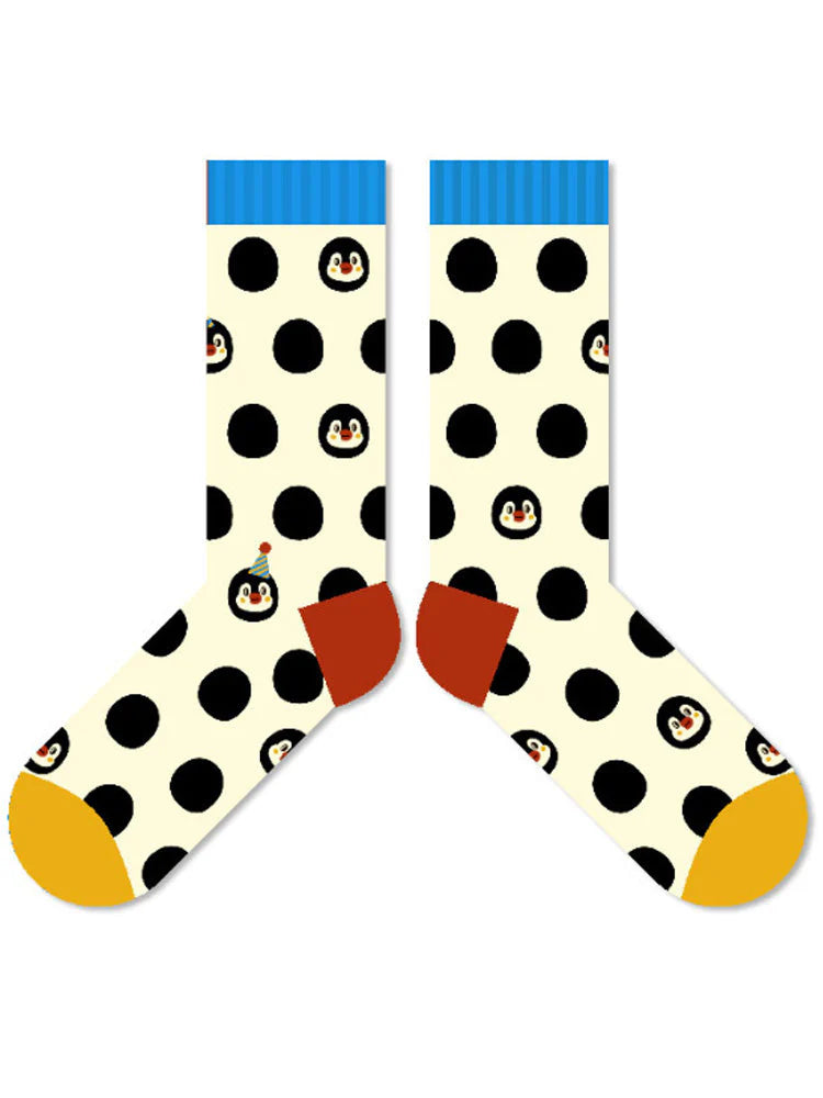 Cute Cartoon Penguin Polka Dot Socks V3157