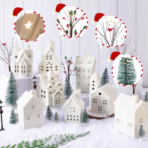 26 Pcs Ceramic Christmas Village Houses Figurine W812