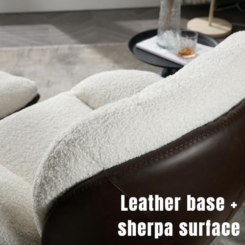 White Swivel Accent Chair with Ottoman X910525
