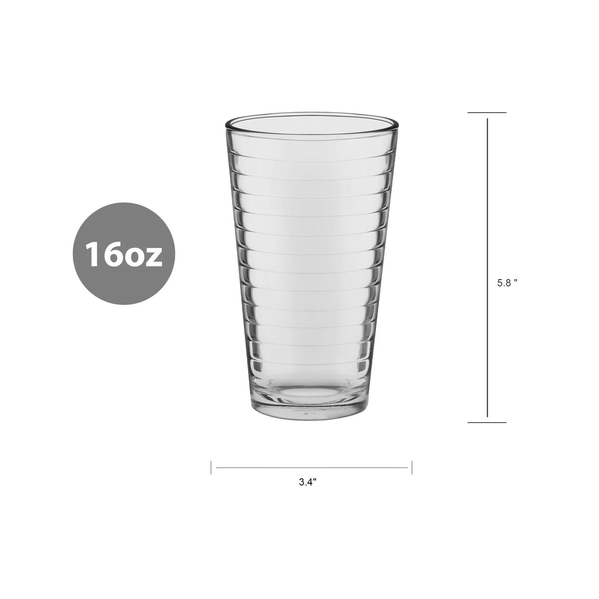 Drinking Glasses, 16.2 oz, Set of 8 L57757